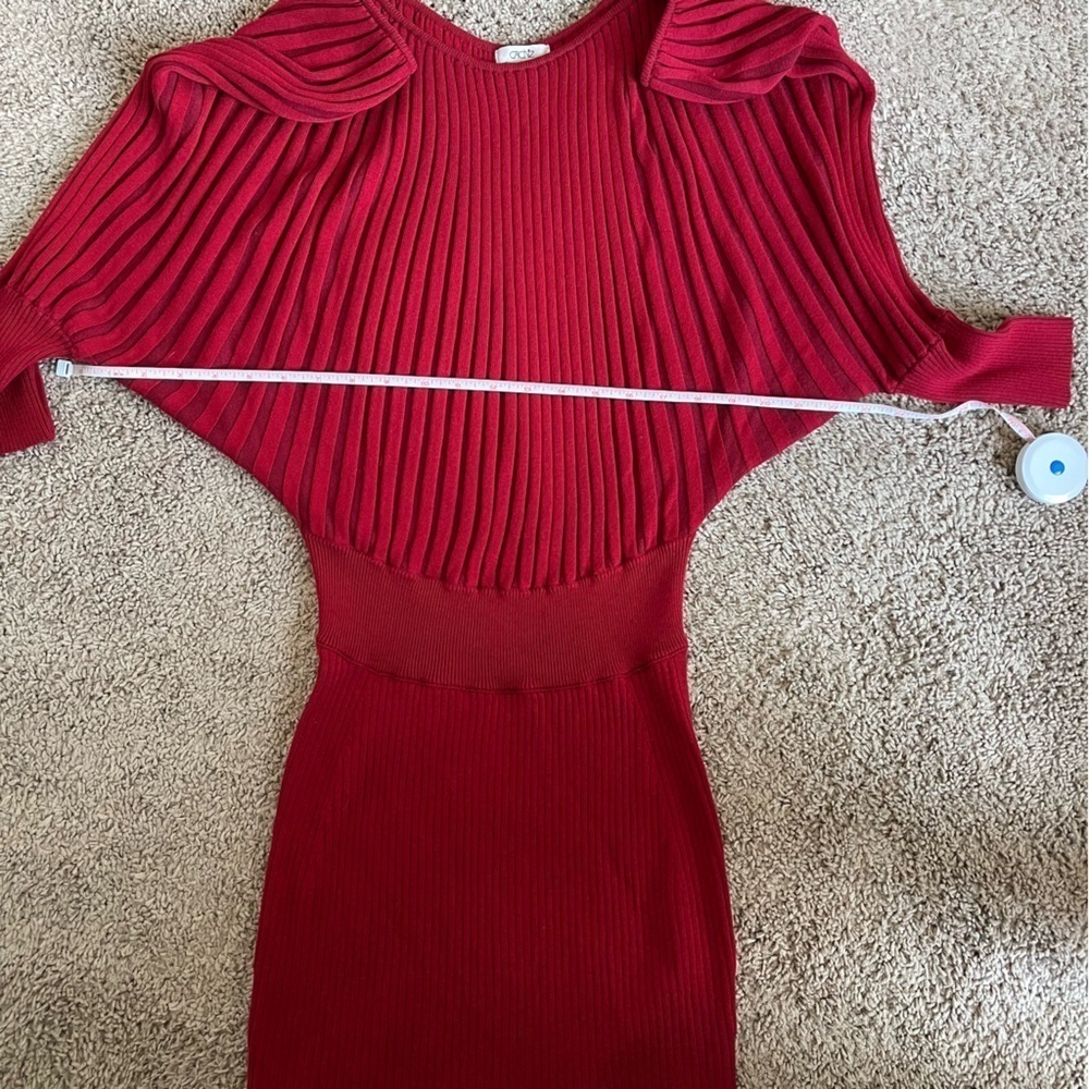 Cache Red Knit Ribbed Dress - Picture 8 of 9
